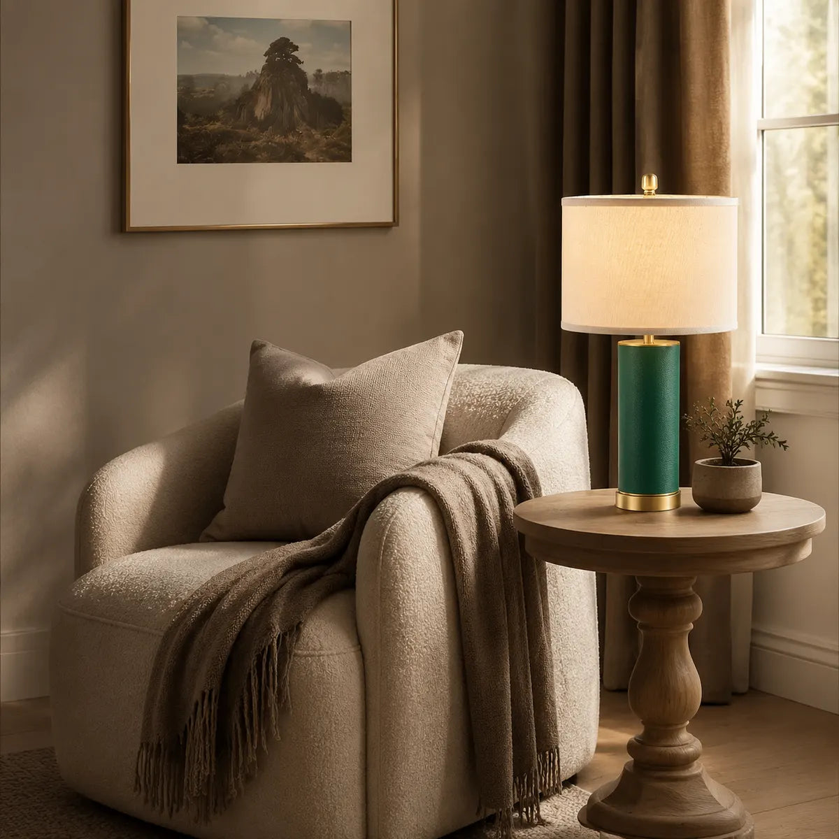 Rayloria Green Leather Table Lamps