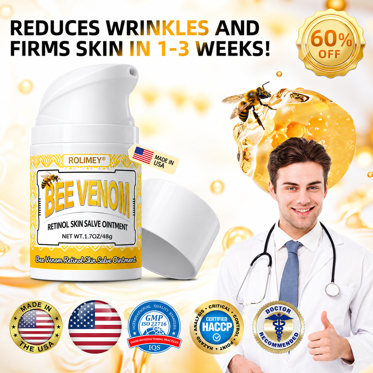 👨‍⚕️Official Brand Store | Rolimey® Bee Venom Retinol Skin Salve Ointment