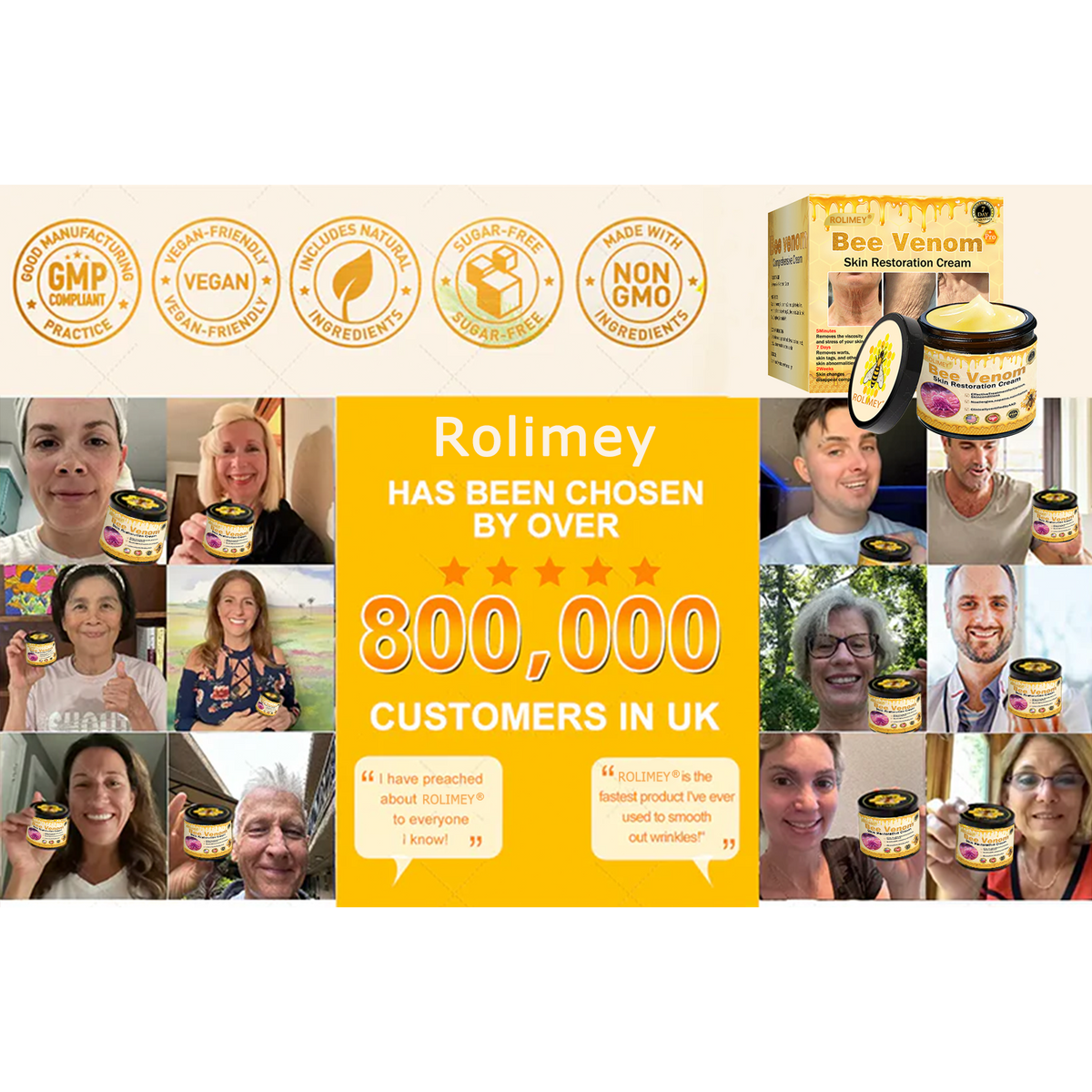 🧑‍⚕️Rolimey® Bee venom Pro Comprehensive Cream —Tightening for Skin Types 🔥