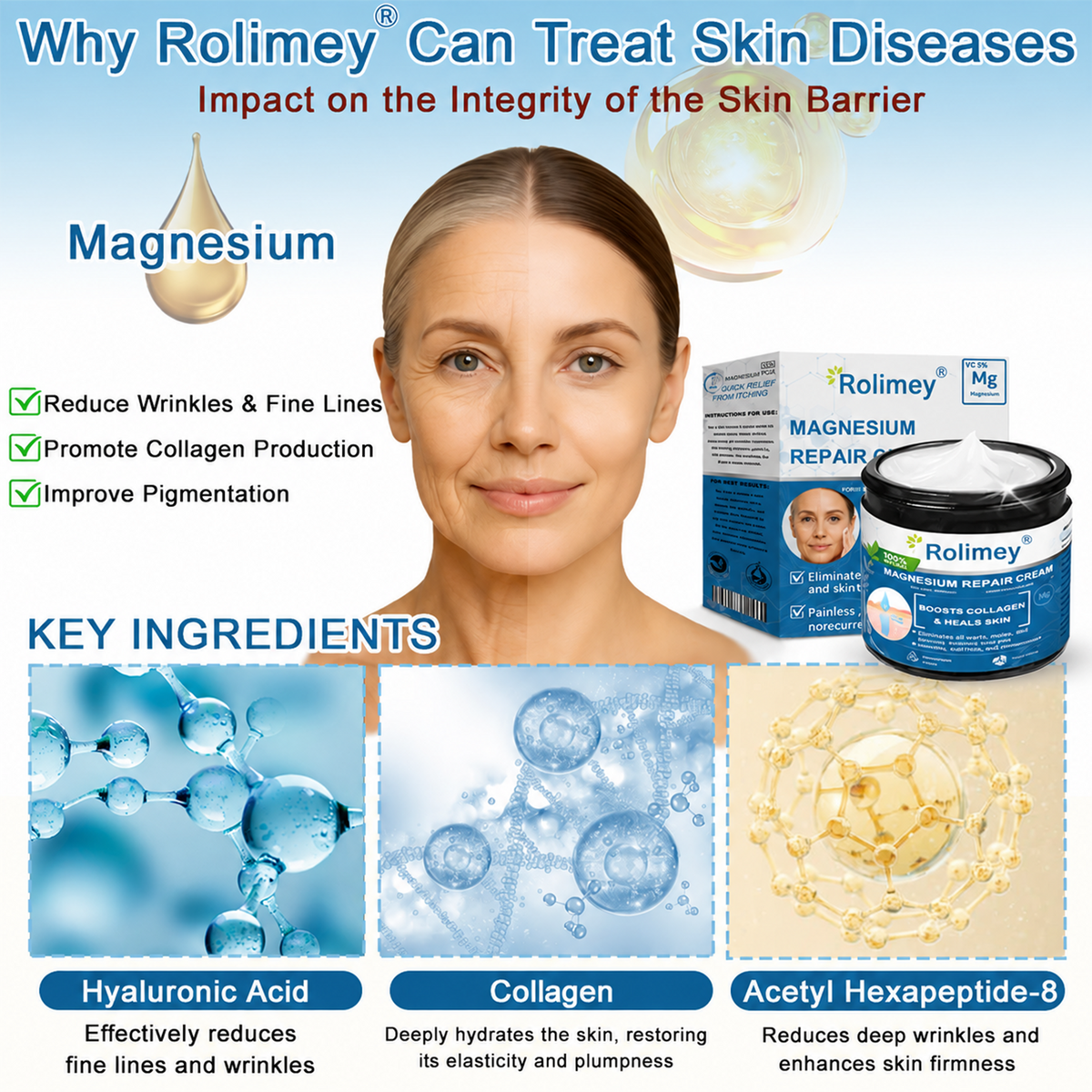 💯Official Store: Rolimey® Magnesium Skin Repair Cream (Smooths Wrinkles, Improves Skin Firmness, Tightens Skin)