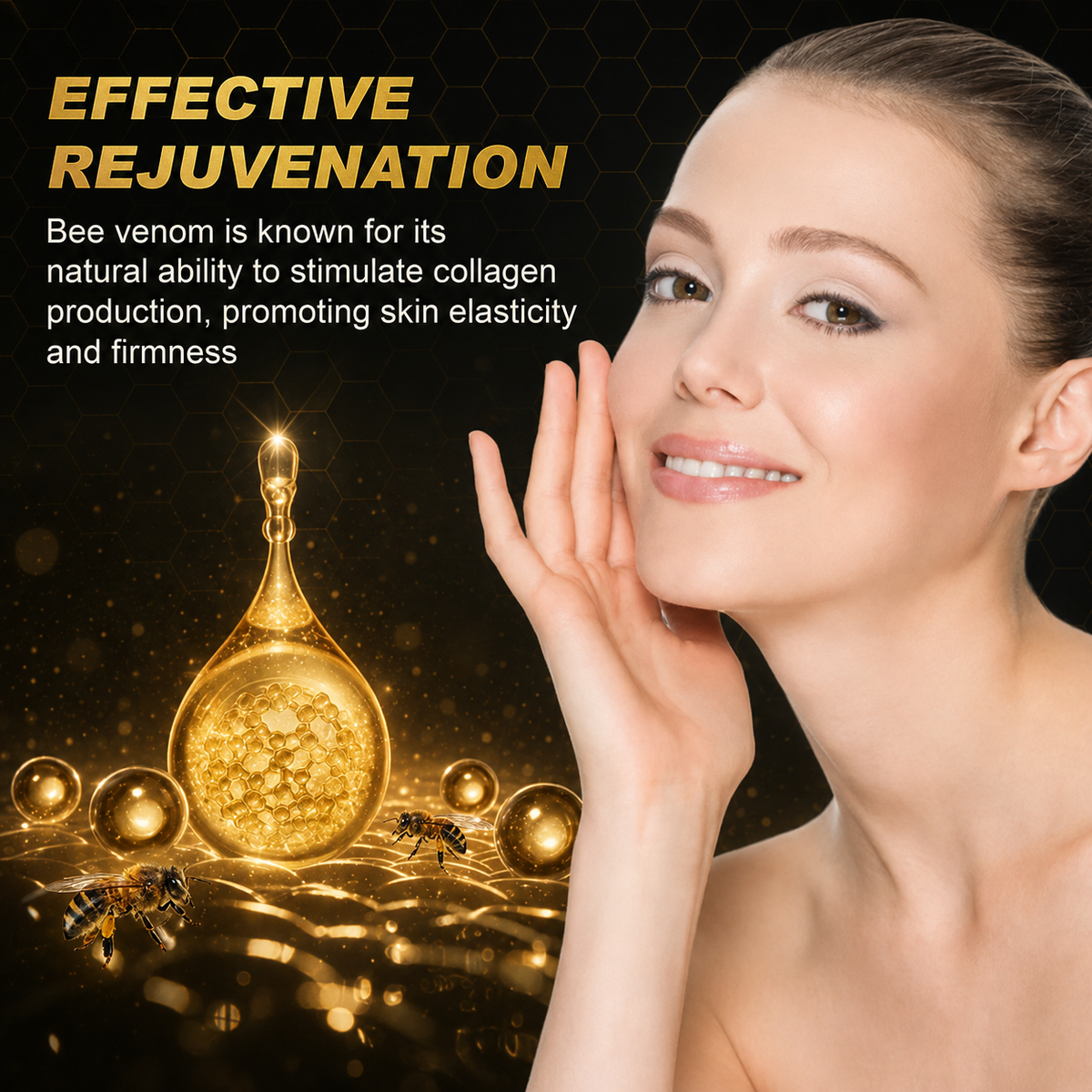 🐝Official Brand Black & Gold Upgraded Edition丨Rolimey® Bee venom Pro Comprehensive Cream —Tightening for Skin Types