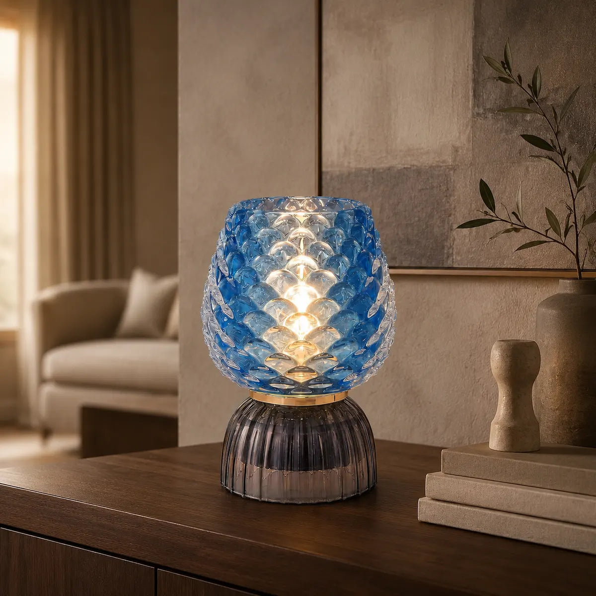 Rayloria Pinecone Cordless Glass Lamp