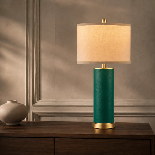Rayloria Green Leather Table Lamps