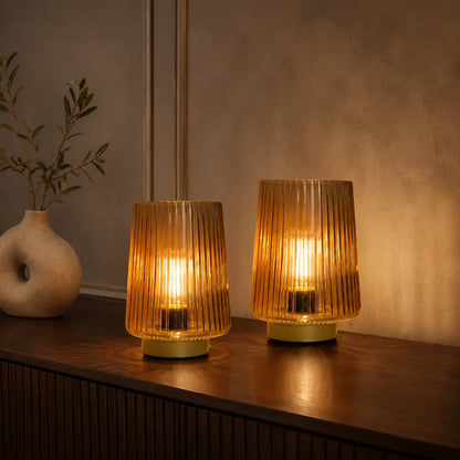 Rayloria Cordless Amber Glass Table Lamp