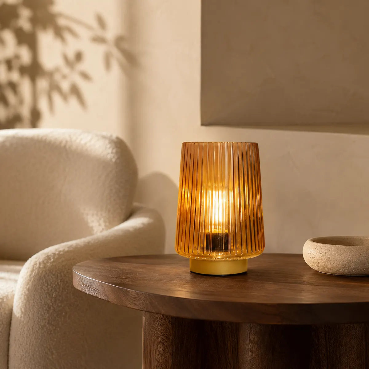 Rayloria Cordless Amber Glass Table Lamp