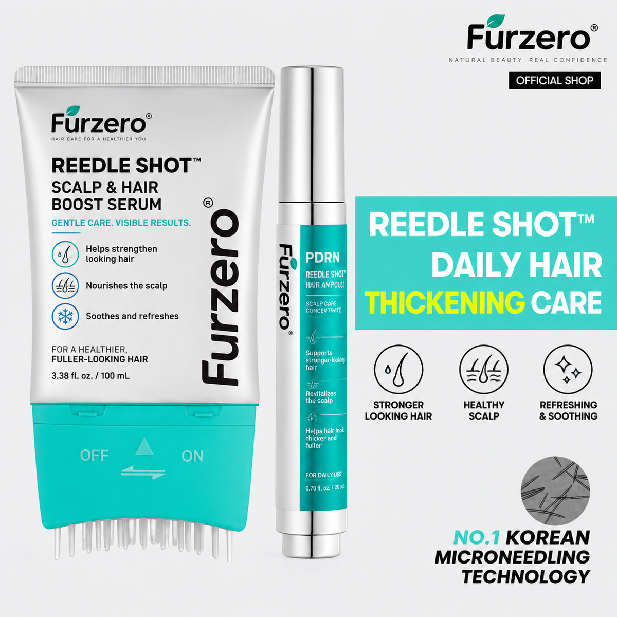 Furzero® PDRN Scalp Care Set – Hair Growth Serum & Ampoule for Fuller, Thicker-Looking Hair